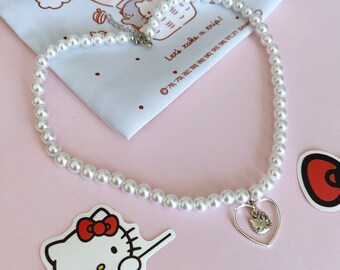 Hello Kitty Pearl Necklace - Etsy