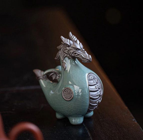 磁器製ドラゴンの置物 | 陶器彫刻 | 西洋の守護神 | 風水装飾 | 手作り