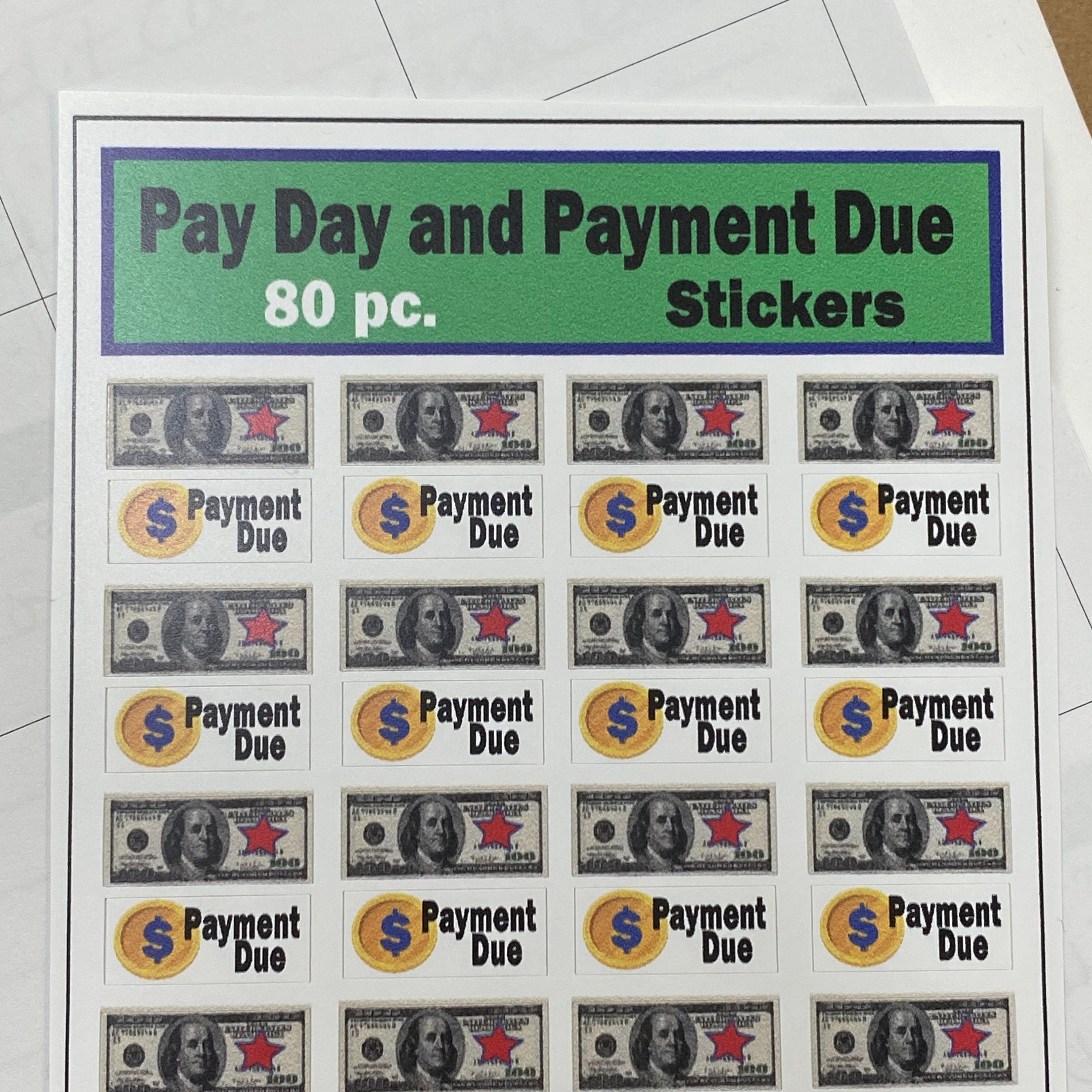 Payment Due or PAY DAY Reminder Stickers/Reminder Etsy