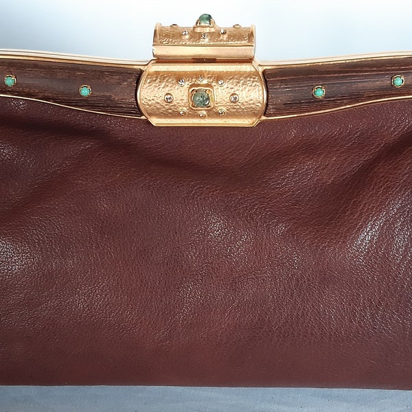 Valentino Garavani vintage women's clutch bag in brown leather