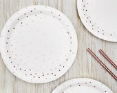 Rose Gold Foiled Paper Plates , Hen Party, Tea Party Plates, Bridal Shower Party Plates,