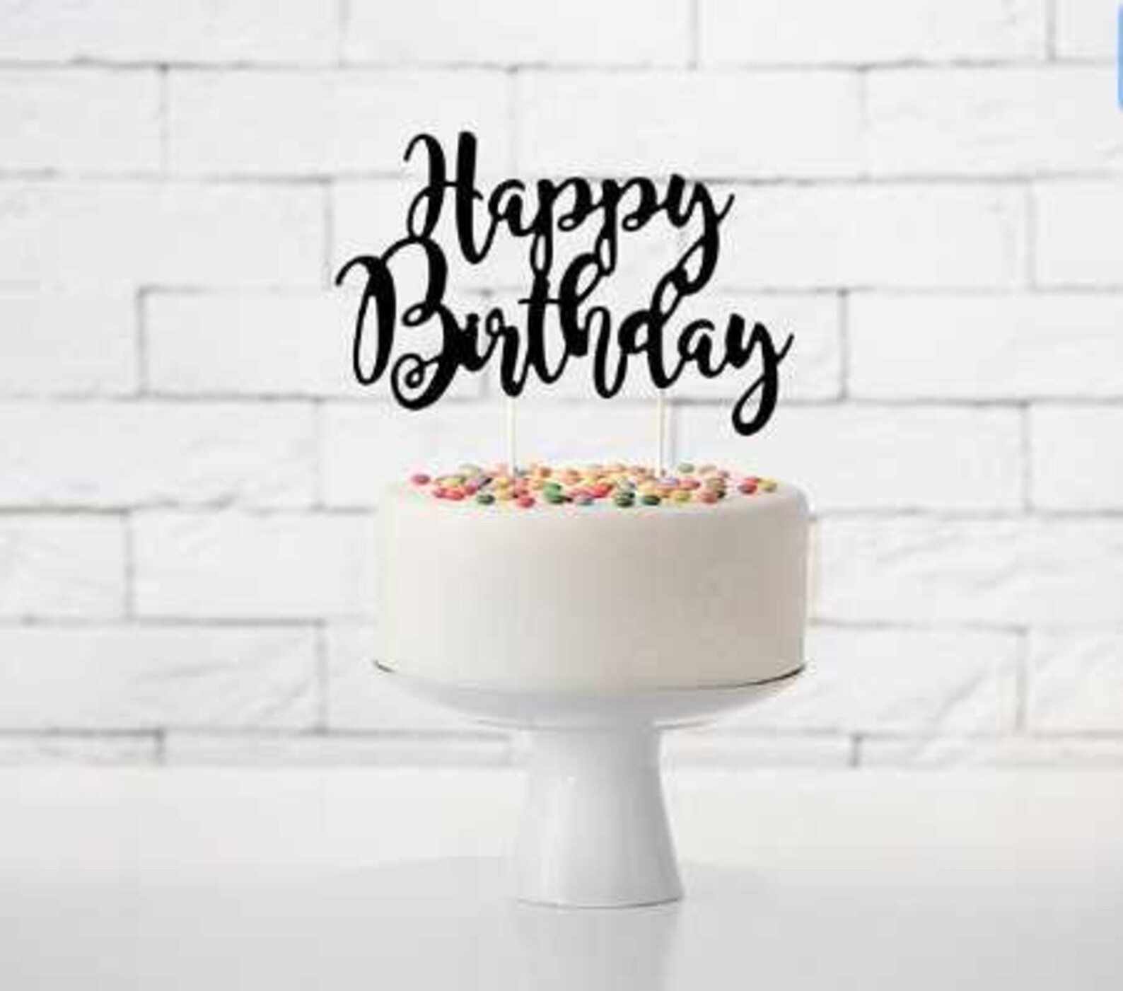 Black Happy Birthday Cake Topper Black Matt Cake Topper | Etsy