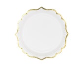 White Gold Paper Plates , Hen Party, Tea Party Plates, Bridal Shower Party Plates,