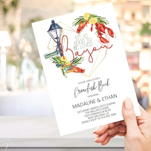 Mardi Gras Crawfish Boil Wedding Shower Invitation, Couples Shower Invite, Crawfish Boil Seafood Party Printable, Editable Instant download