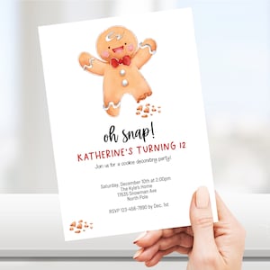 EDITABLE Gingerbread Cookie Birthday Invitation - Cookie Decorating Birthday Invitation - Christmas Birthday Invite, Instant Download