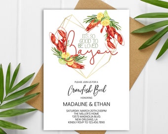 Crawfish Boil Hochzeit Dusche Einladung, Paare Dusche einladen, Crawfish Boil Seafood Party Printable, bearbeitbar Sofort Download