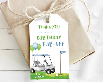 Editable Golf Favor Tags Golf Thank You Par-tee Tags Golfing Birthday Hole in One 1st Birthday Boy Gift Tag Download Corjl Template