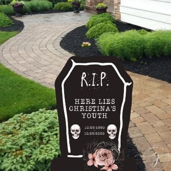 Bearbeitbare Death to 20's Tombstone Vorlage, druckbare Gartendekoration, 30th Birthday Decor, Instant Download