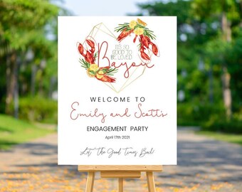 EDITIERBARE Langusten Willkommensschild - Verlobungsfeier Willkommensschild - Crawfish Boil Willkommensschild, Instant Download