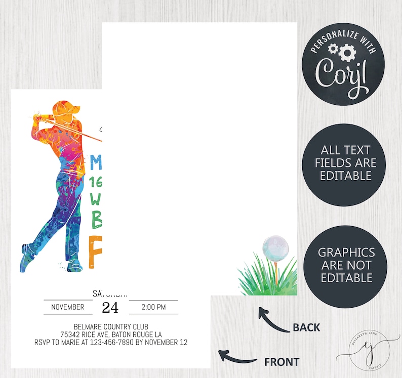 Editable Golf Birthday Invitation Best by Par Invite Golf Etsy