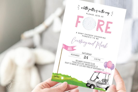 EDITABLE Golf Baby Shower Invitation -Baby Girl shower Invitation - Golf Invite, Instant Download
