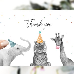 Party Animal Blank Thank You Card, Printable Thank You Cards, Party Animal Birthday, Thank You Note