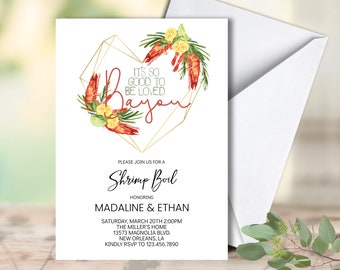 Shrimp Boil Wedding Shower Invitation, Couples Shower Invite, Shrimp Boil Seafood Party Printable, Editable Instant download