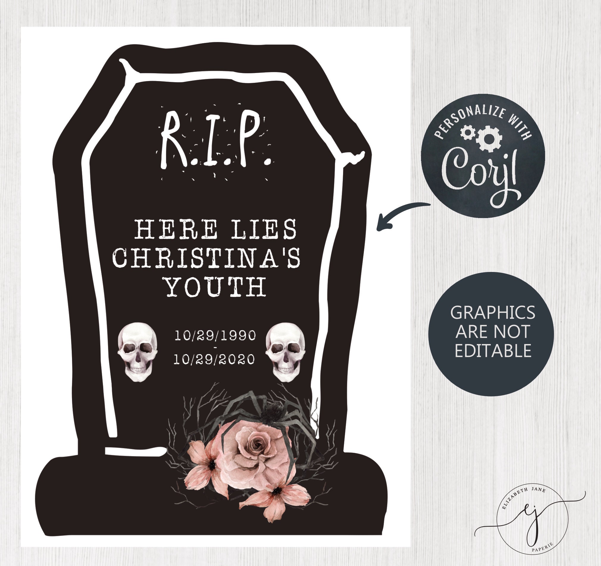 Editable Death to 20's Tombstone Template Printable Yard - Etsy
