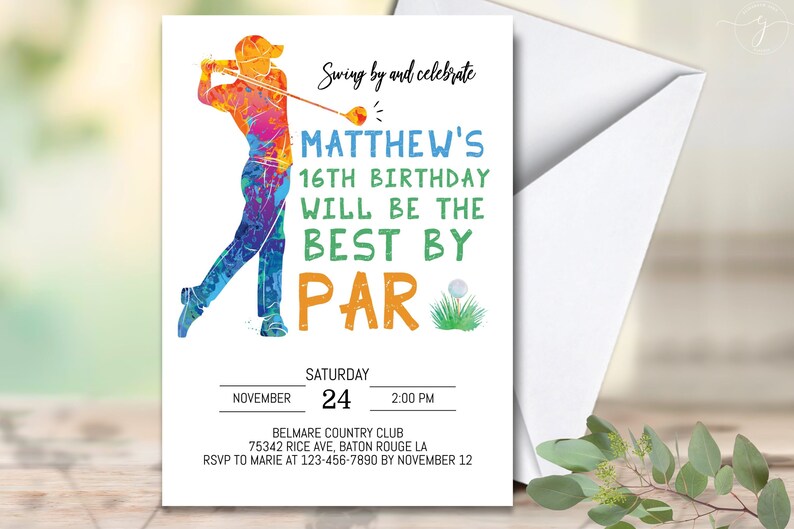 Editable Golf Birthday Invitation Best by Par Invite Golf Etsy