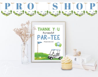 Golf First Birthday Favor Table Banner, Blue Golfing 1st Birthday, PRO SHOP Sign, Favor Sign, Party Decor PRINTABLE