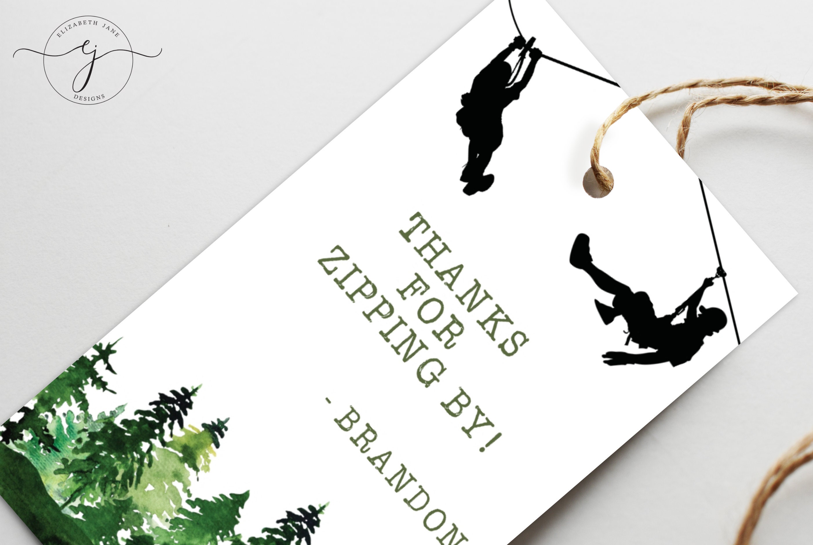 Editable Zipline Thank You Tags Zipline Party Favor Gift Etsy