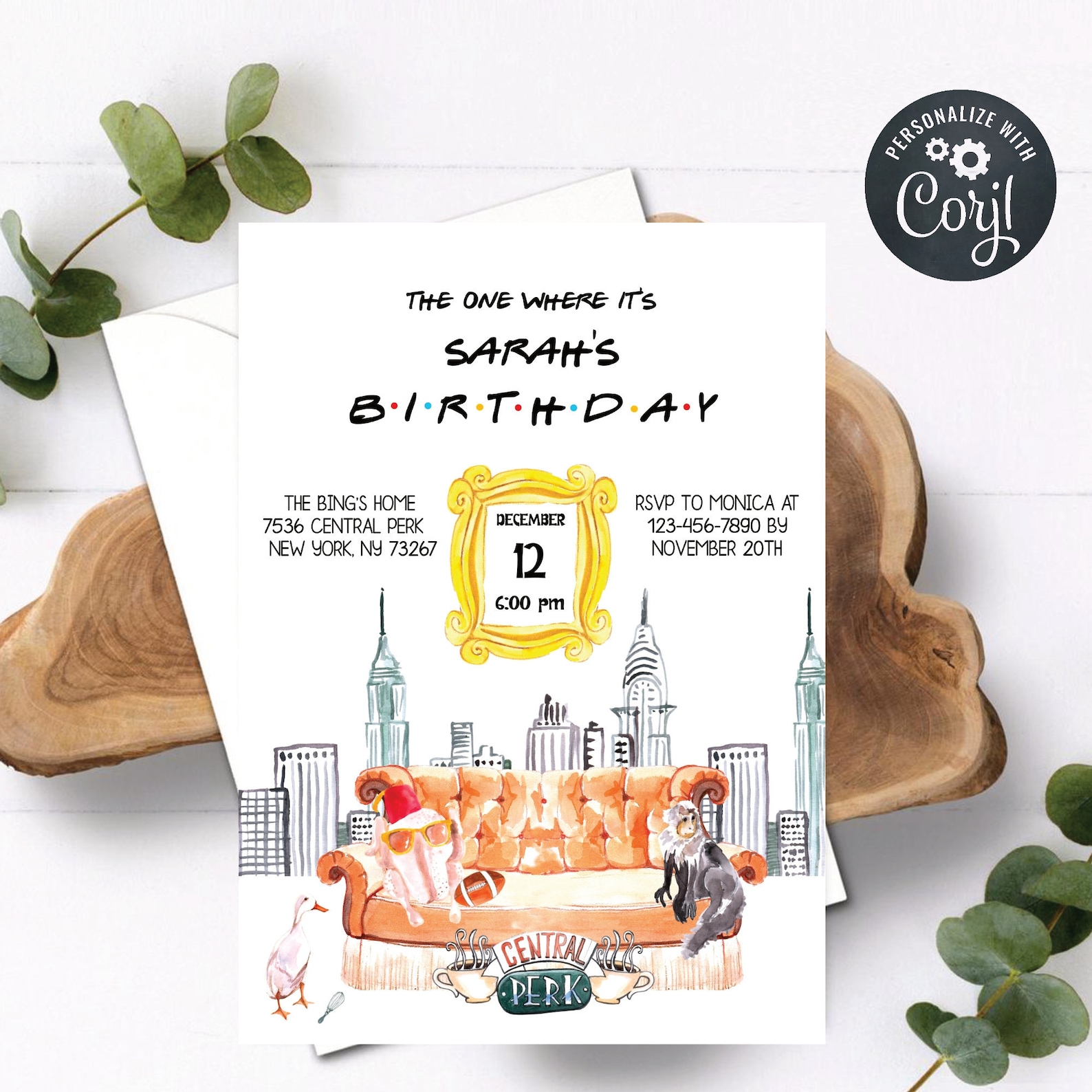 Friends Birthday Invitation Friends Party Invite Friends TV Etsy