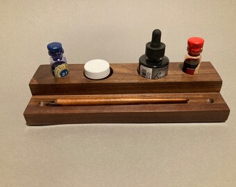 Calligraphy Pen and Ink Holder / Inkstand in Walnut