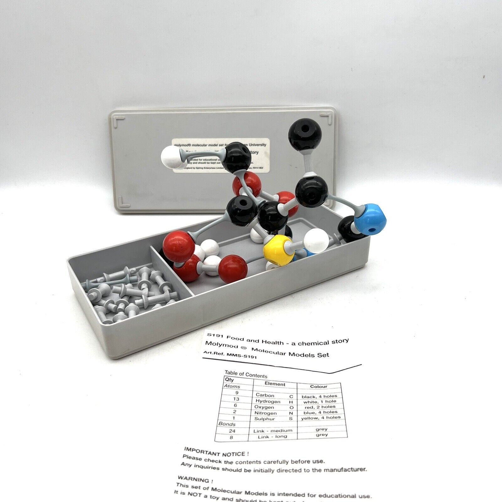 Vintage Molymod Molecular Model Set Organic Chemistry Open