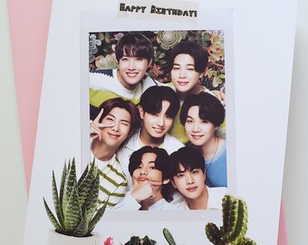 BTS Succulent Polaroid Birthday Card | Congratulations Card | Plain Card | Made in USA! | Free Shipping!