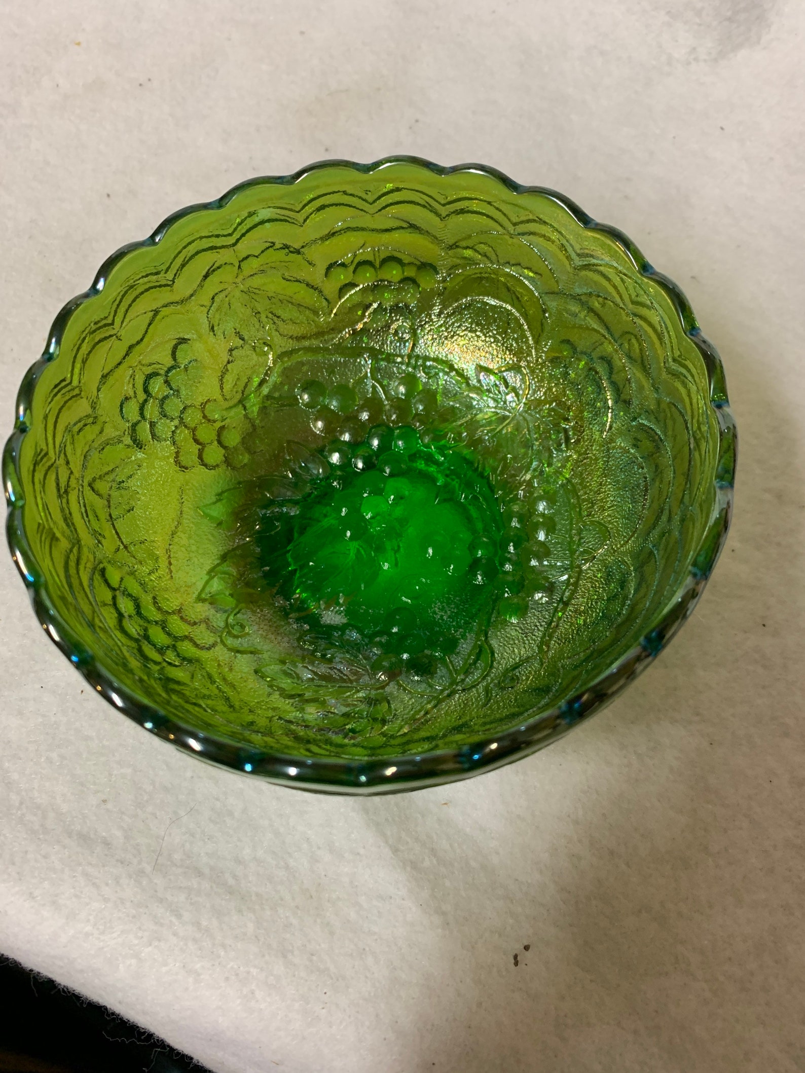 Imperial Glass Olive Green Grape Dish Etsy