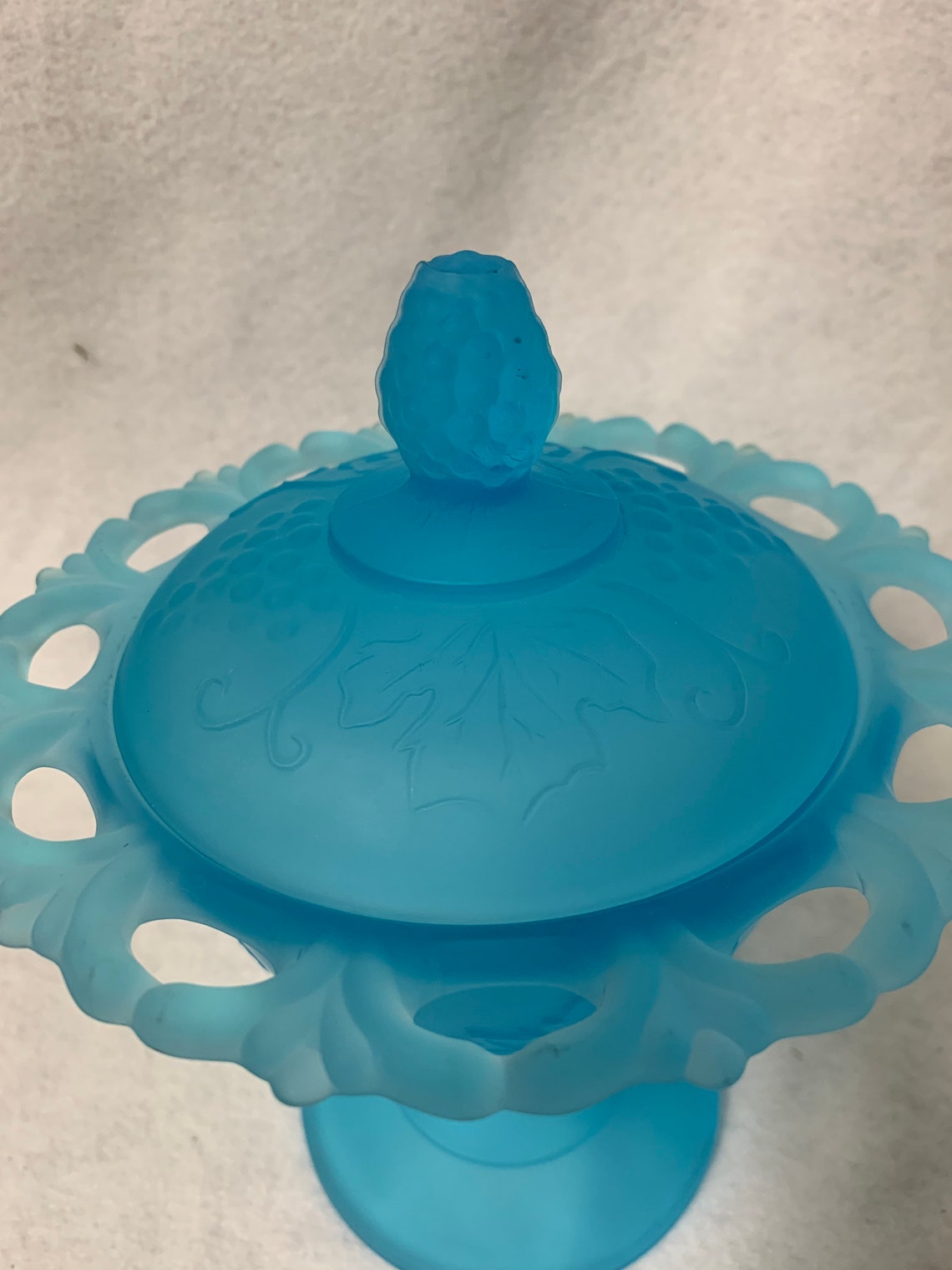 Indiana Glass Blue Frosted Candy Dish Etsy Indiana Glass Blue Frosted Candy Dish Etsy