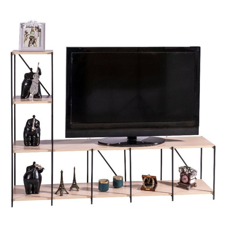 Metal Leg Modern Tv Unit Oak / Black TV Stands Etsy