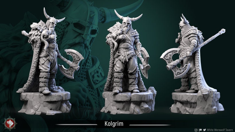 Kolgrim 3d Printed Fantasy Miniature D D White Etsy