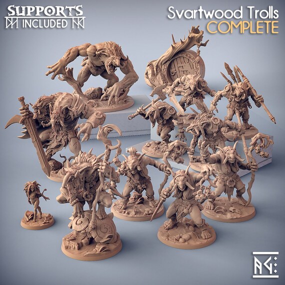 Troll Bundle 3D Printed Fantasy Miniature D&amp;D Artisan - Etsy