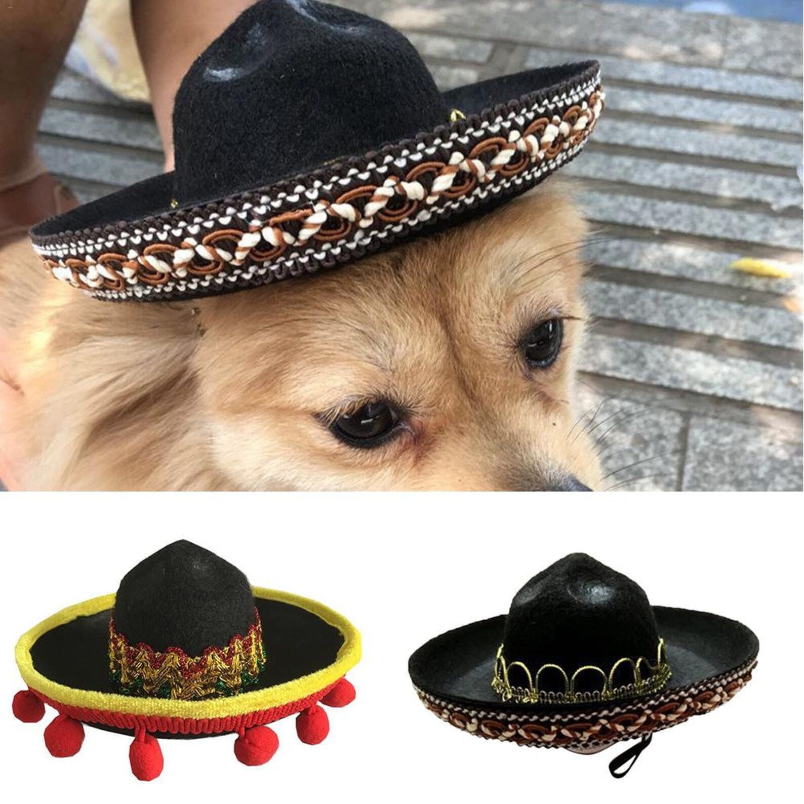 Mini Pet Dog Sun Hat Beach Party Straw Hat Dog Mexican Style Etsy