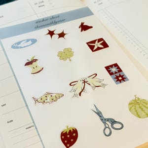 valentine’s day illustrated journaling whimsy sticker sheet for daily planners