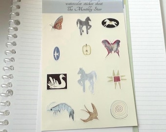 Feuille d'autocollants fantaisistes illustrés sur le thème du cheval pour agendas quotidiens
