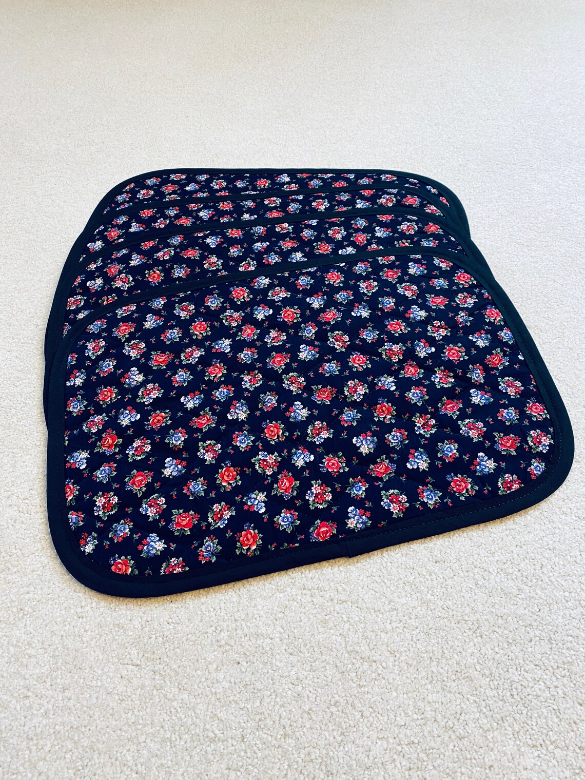 Oval Quilted Dining Table Cotton Placemats Set of Four Etsy