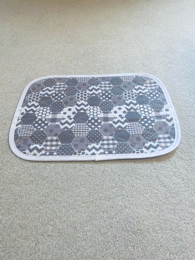 Oval Quilted Dining Table Cotton Placemats Set of four Grey Etsy