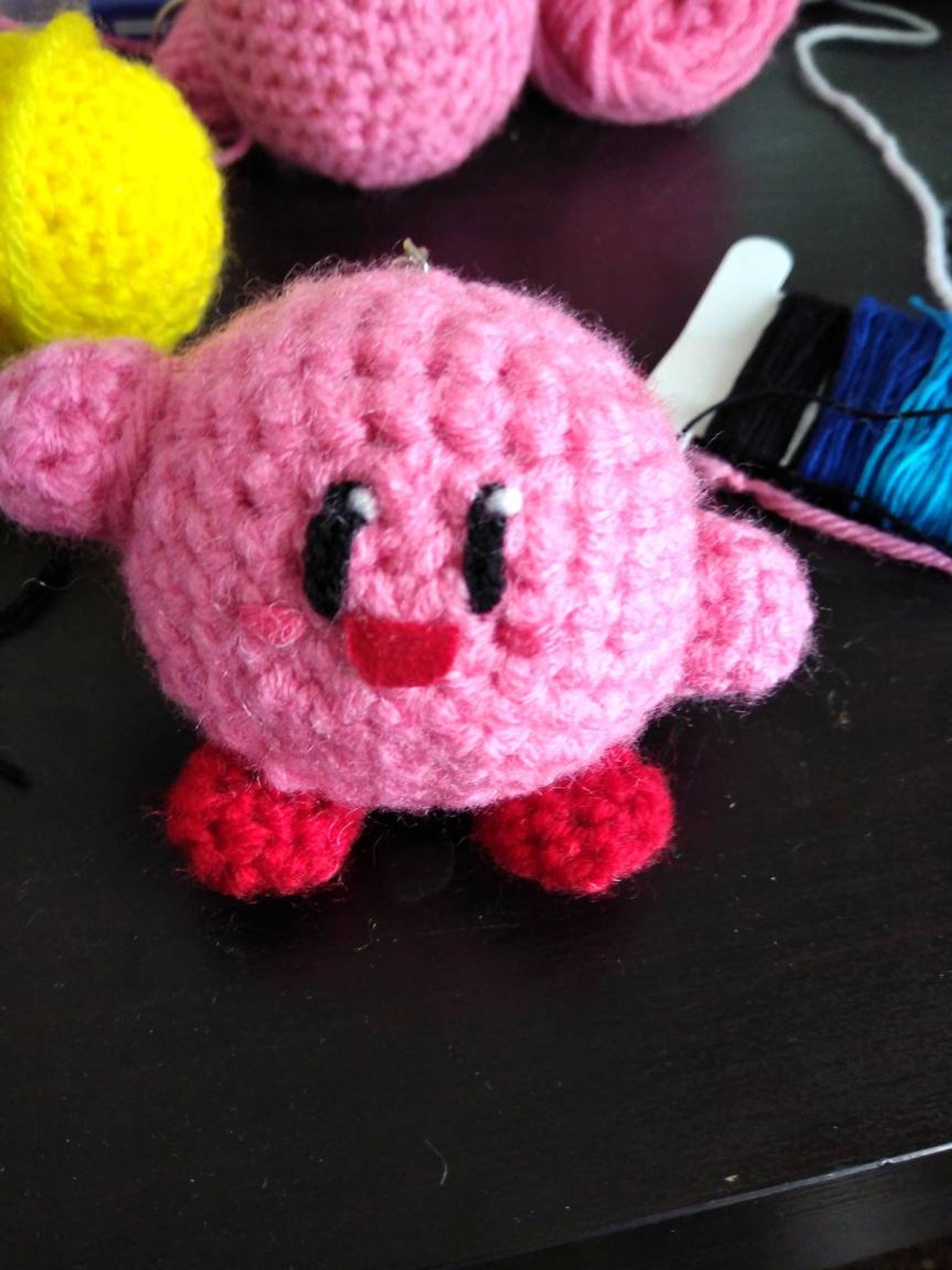 Kirby Keychain Kirby Charm Cute Crochet Keychain Nintendo Etsy