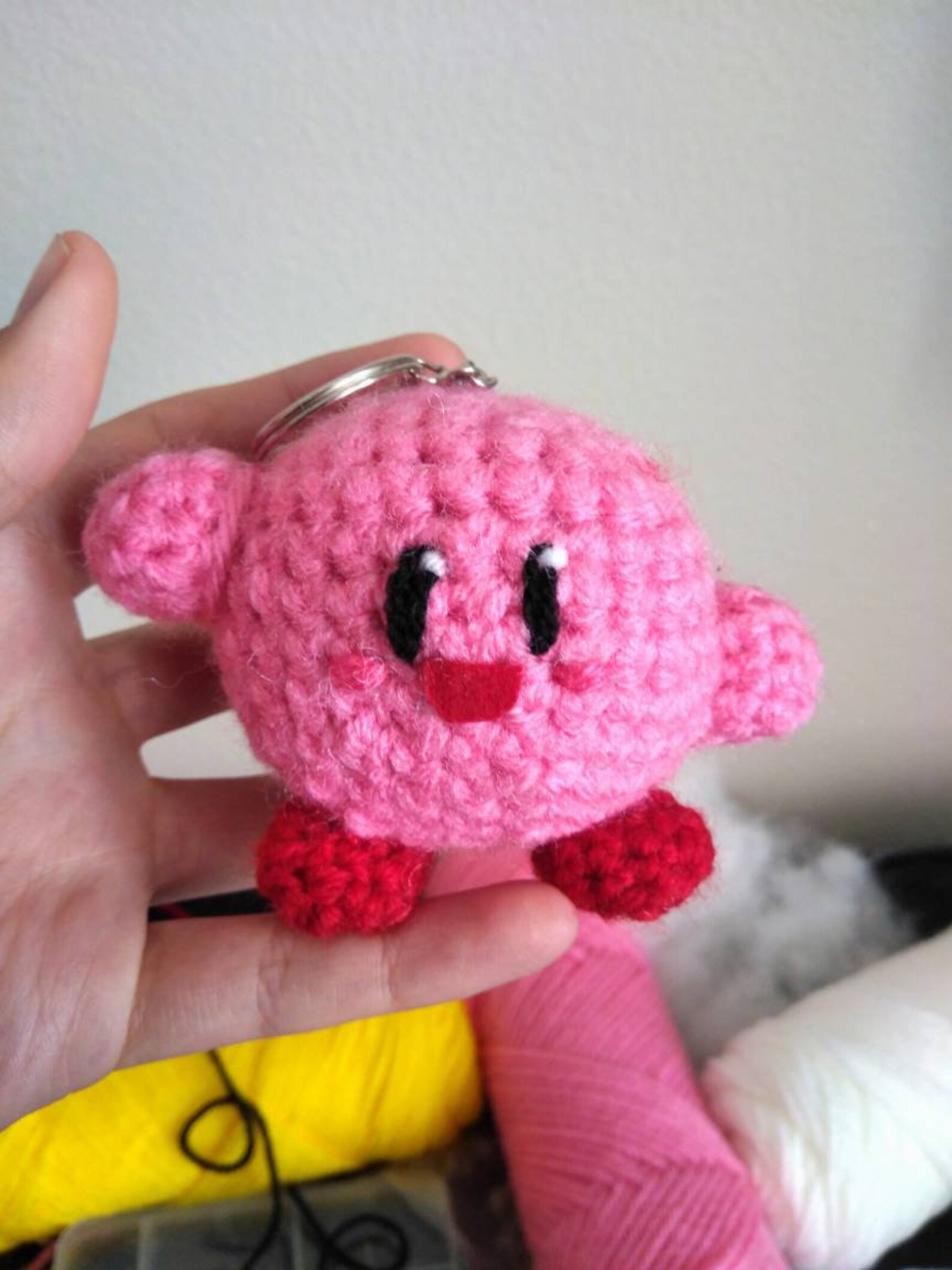 Kirby Keychain Kirby Charm Cute Crochet Keychain Nintendo Etsy