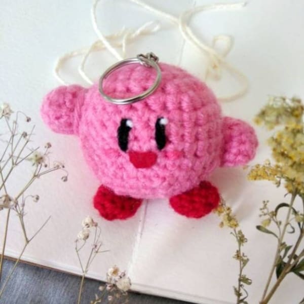 Kirby Keychain, Kirby Charm, Cute Crochet Keychain, Nintendo Amigurumi, Crocket Keychains, Kawaii Keychain, Unique Gift, Kirby Plush Plushie