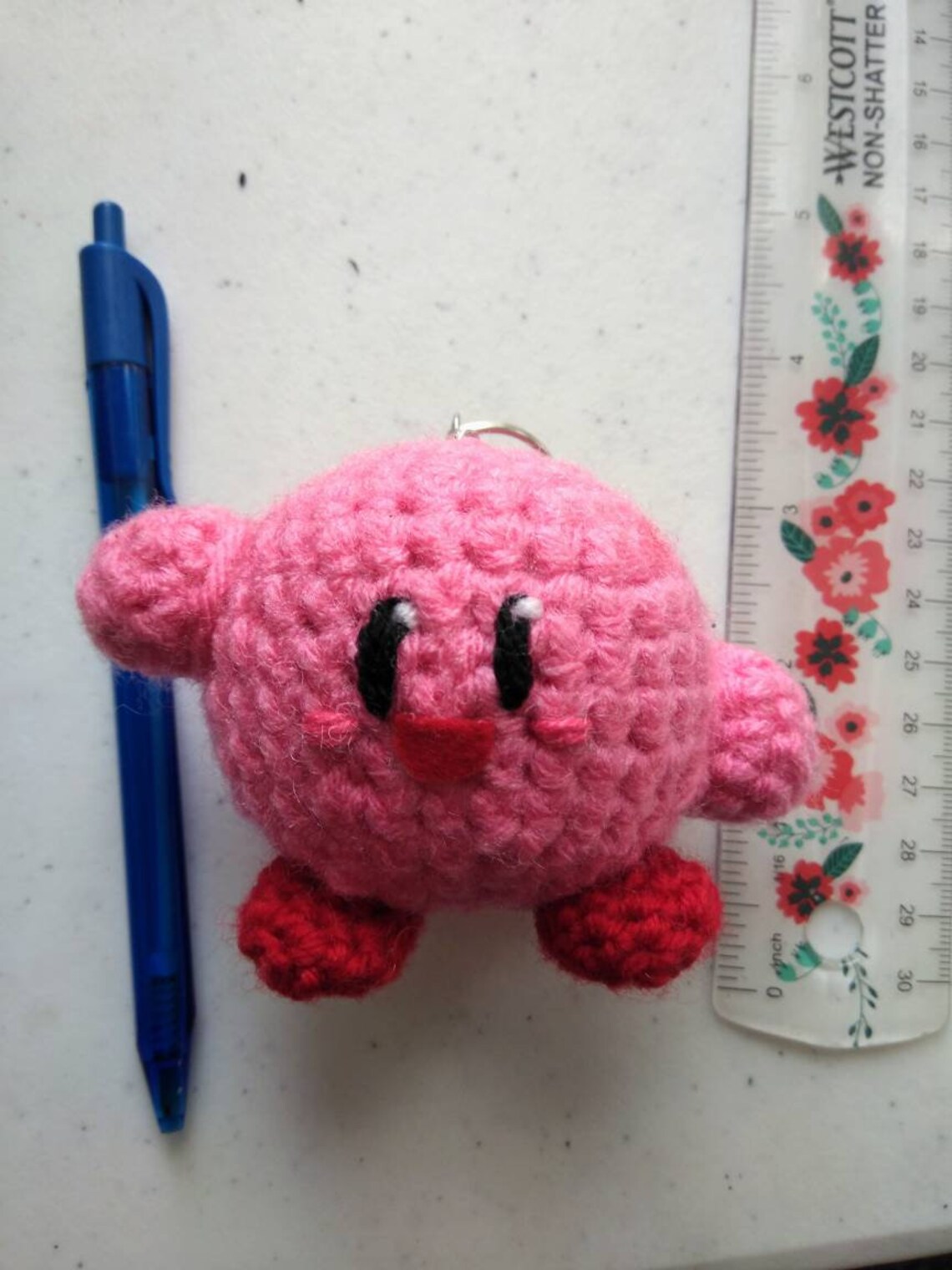 Kirby Keychain Kirby Charm Cute Crochet Keychain Nintendo Etsy