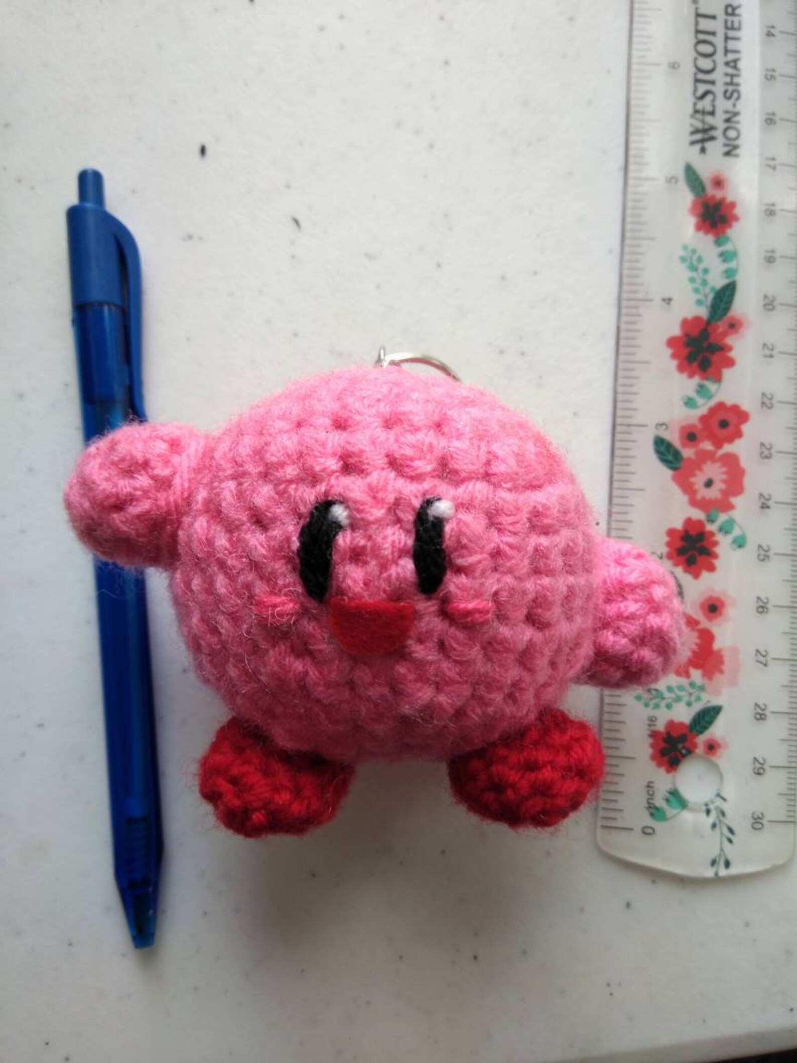 Kirby Keychain Kirby Charm Cute Crochet Keychain Nintendo Etsy