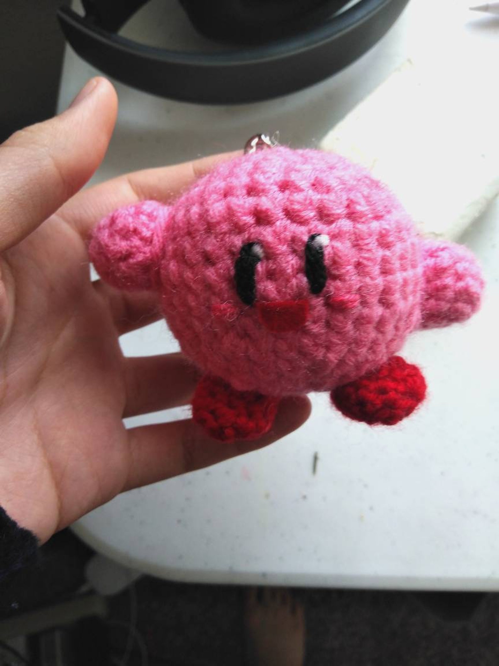 Kirby Keychain Kirby Charm Cute Crochet Keychain Nintendo - Etsy