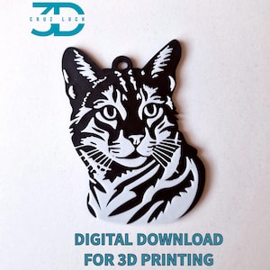 Digital file of a Bengal for 3D printing keychain, STL 3mf file