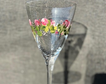 Hand Painted Floral Martini Glass, Handmade Cocktail Barware