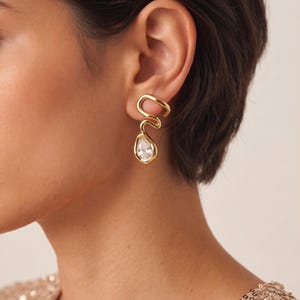 Alexis Bittar Vintage Snake Crystal Earrings, Heavy Molten Tear Drop Dangle, Avant Garde Statement Quirky Jewelry