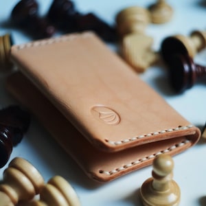 Cartera de cuero simple y delgada, billetera plegable para tarjetas de crédito para hombres, tarjetero plegable para hombres