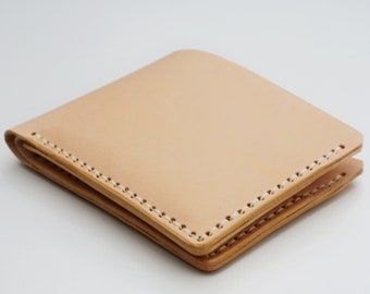 Leather Classic Bifold Wallet with optional personalization, Front pocket wallet, Slim Bifold Veg Tan card holder, Minimal Wallet