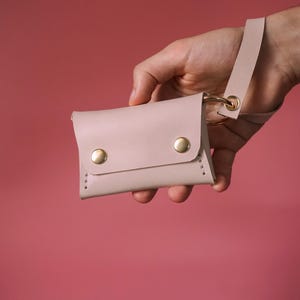 Piccolo portafoglio portachiavi da donna, portafoglio da polso in pelle da donna, porta carte di credito in pelle, piccolo portafoglio in morbida pelle