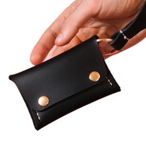 Cartera de cuero con llavero, cartera de cuero para mujer con tarjetero, bolso pequeño elegante hecho a mano
