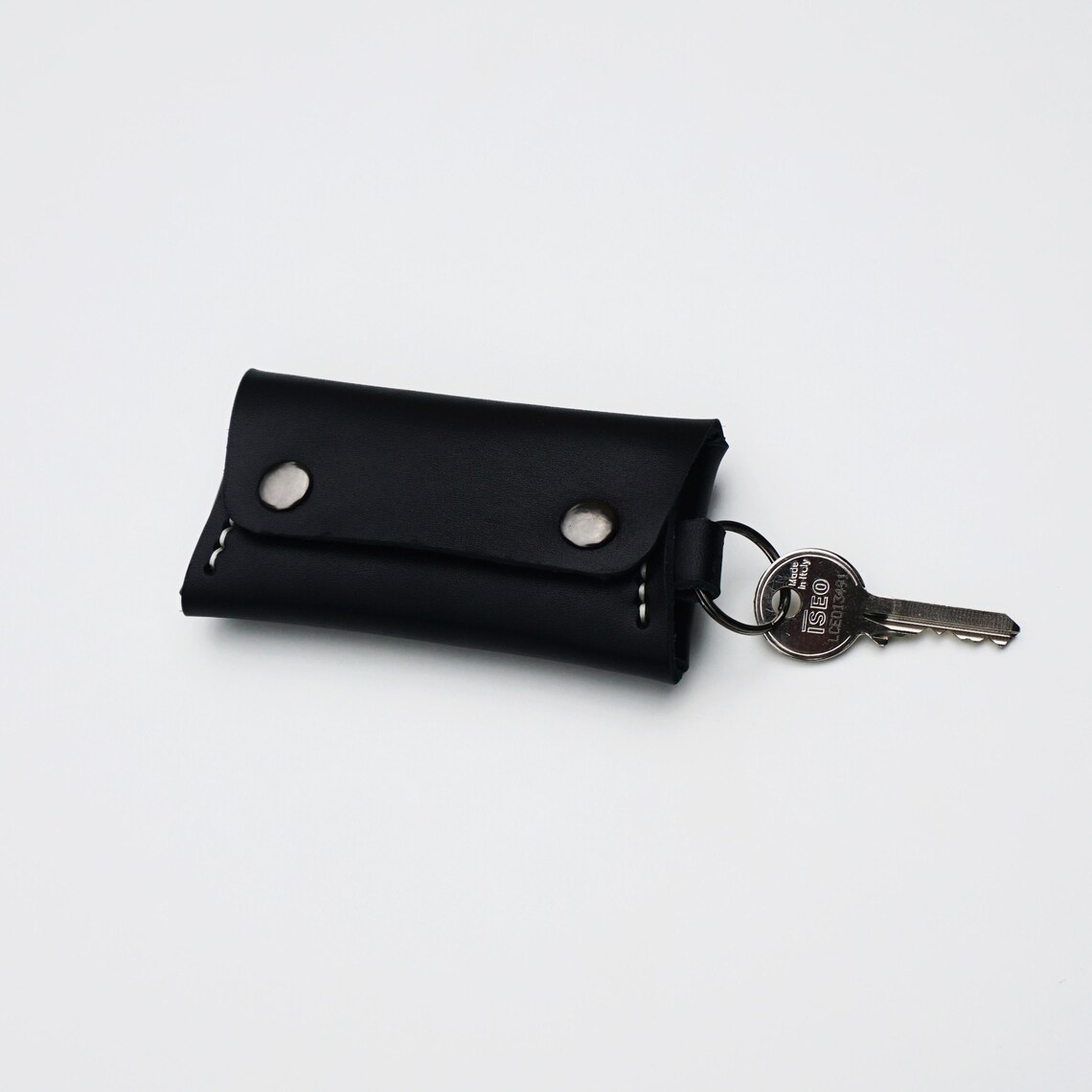 Black Leather Keychain Wallet With Strap and Optional Etsy