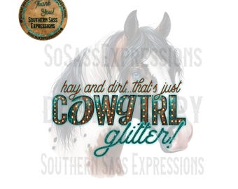 Cowgirl Glitter PNG: Western Shirt Design (Digital Download)